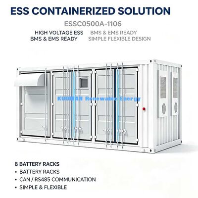 500kW 1.106MWh IP54 Container Energy Storage System. Outdoor Integrated ESS untuk Solar & Grid Storage