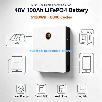 48V Baterai Lithium Wall Mount Opsional Bluetooth Mobile App Monitor SOC Data Suhu