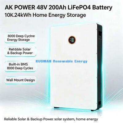 Powerwall 48V 200Ah LiFePO4 Baterai dinding Solusi penyimpanan surya perumahan