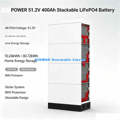 51.2V Baterai LiFePO4 yang dapat ditumpuk 10,24kWh  30,72kWh