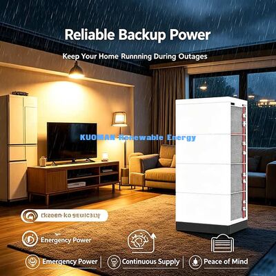 Sistem Penyimpanan Garasi Rumah Baterai Tumpuk Vertikal Modular 51.2V Tanpa Rak Tambahan