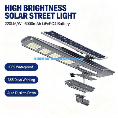 Lampu jalan surya terintegrasi 50W dengan lensa UV-Proof, 3000K-6000K CCT Lampu surya untuk taman bermain