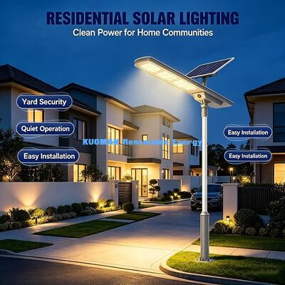 Lampu jalan surya terintegrasi 50W dengan lensa UV-Proof, 3000K-6000K CCT Lampu surya untuk taman bermain