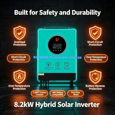 Efisiensi Tinggi 98% DC ke AC 8.2kW Inverter Surya Hybrid Off-Grid Daya Cadangan