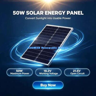 Modul Surya Monokristalin Hasil Tinggi 50W Toleransi Daya Positif 0~+4.99W