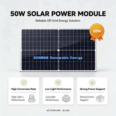 Panel Surya Monokristalin 50W tahan angin dan salju Frame Alloy Aluminium