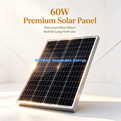 Modul PV Monokristalin 60W Panjang Kabel yang Dapat Dikustomisasi Pengecas Surya Tahan Air Untuk Perahu Karavan RV