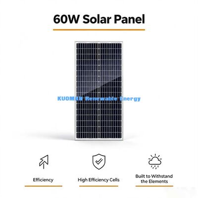 60W High-Performance Mono Solar Panel Off-Grid Power Supply Untuk Sensor Luar Ruang Dan Peralatan Billboard
