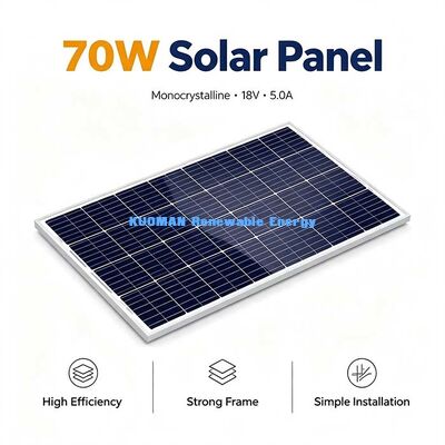 Panel Surya Monokristalin 70W JST-ESMH-70W Modul PV 12V Off-Grid untuk Daya Cadangan RV Camping Rumah