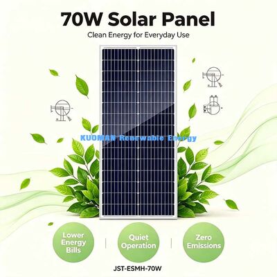 Panel Surya Monokristalin 70W Lubang Pemasangan Pra-Bor Panel Pengisian Daya Surya Gudang Halaman Belakang Mudah Dipasang