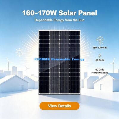 Panel Surya Monokristalin 160-170W Modul PV 182mm 66-Sel untuk Daya RV Rumah Off-Grid