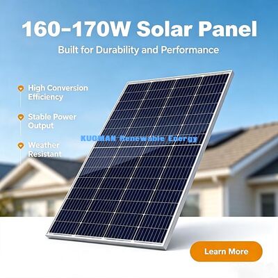 Panel Daya Surya 160W yang tahan cuaca, didukung secara serial-paralel untuk array surya khusus