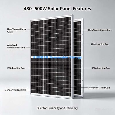 MC4-Compatible 495W N-Type Solar Panel, 1500V DC Maksimum Sistem Tegangan