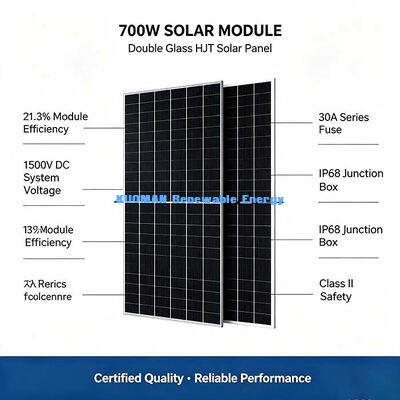 Papan PV HJT 700W atap perumahan, teknologi sel surya 16 busbar premium