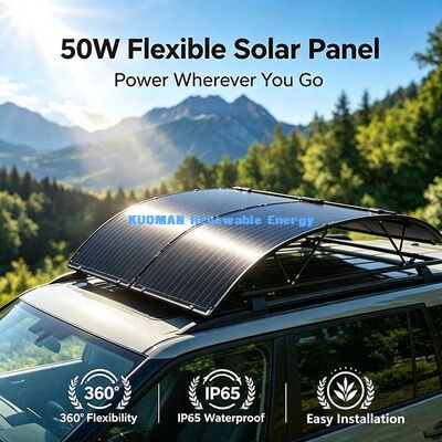 50W Monocrystalline Flexible Solar Panel, Waterproof Off-Grid Solar Power untuk Camper Van, Marine & Outdoor Camping