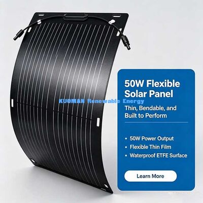 Panel Surya Lentur 50W 360 Derajat, Kit Tenaga Surya Serat Karbon Lipat untuk RV, Yacht, Balkon & Berkemah