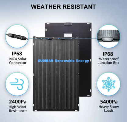 Panel Surya Fleksibel 100W, Panel Surya Serat Karbon 19,4V yang Bisa Dibelokkan untuk RV Boat Yacht Off-Grid Power