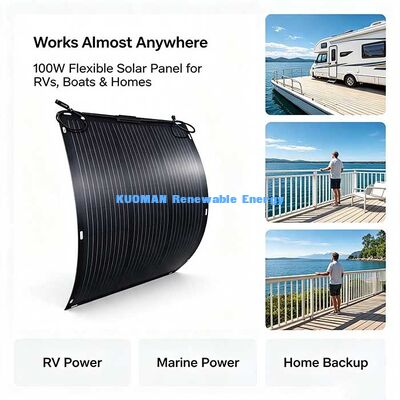 105W Panel Surya Monocrystalline Fleksibel, Panel Surya Kelautan Tahan Korosi untuk RV Kapal Yacht