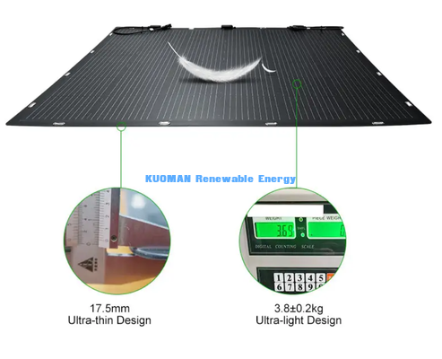 Panel Surya Fleksibel 200W, Modul Surya Karbon-Fiber yang Bisa Dibelokkan 12V Pengisi Baterai untuk RV Boat Camping