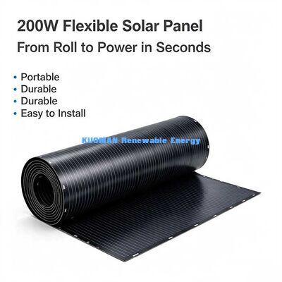 200W Panel Listrik Surya Fleksibel, OFF-Grid Surya yang Tahan Cuaca untuk Campervan, Perahu, Balkon Energi Cadangan