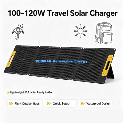 Panel Surya Lipat 120W Ringan, Pengisi Daya Surya Anti Percikan untuk Kehidupan Van & Perjalanan Pantai