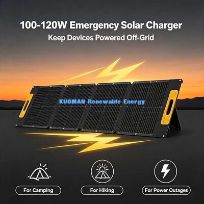 Panel Surya Lipat Efisiensi Tinggi 100-120W, Pengecas Surya Portable Proof Splash untuk Petualangan Off-Grid