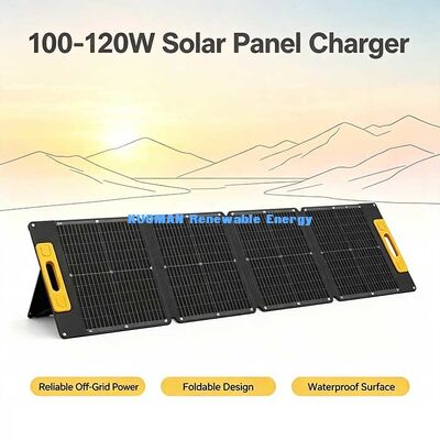 Panel Surya Portabel Off-Grid 100-120W, Pengisi Daya Surya Lipat Tahan Air untuk Daya Cadangan Darurat
