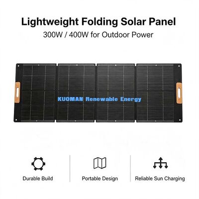 Panel Surya Lipat 300-400W, Pengisi Daya Surya Efisiensi Tinggi 22%+ untuk Stasiun Daya Portabel