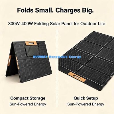 Panel Surya Lipat Efisiensi Tinggi 400W, Kit Surya Portable Waterproof untuk Cadangan Pemadaman Rumah