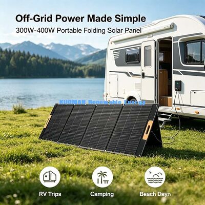 Panel Tenaga Surya Lipat 400W, Pengisi Daya Surya Portabel Tahan Air IP67 untuk Penggunaan Darurat di Rumah