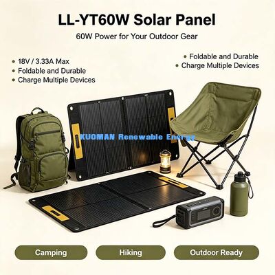 Panel Surya Lipat Efisiensi Tinggi 60W, Pengecas Surya Ringan untuk RV Van Life Camping