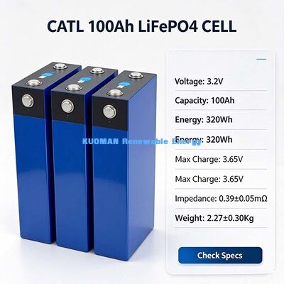3.2V 100Ah Lifepo4 Prismatic Lithium-Ion Cell, Complete Positive-Negative Terminals, Solar Energy Storage Battery Cell