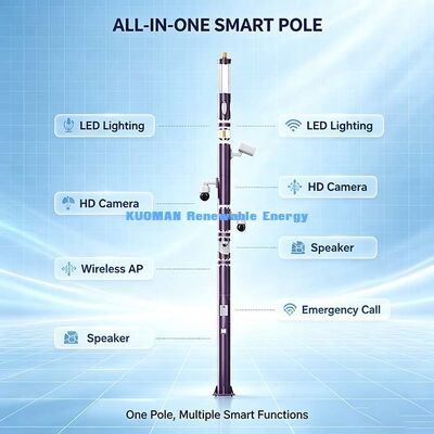 Tiang LED Pintar Luar Ruangan dengan Kamera, WiFi, SOS dan Penerangan Umum