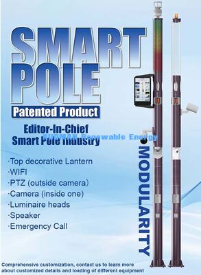 Sistem Smart Pole dengan lampu LED, kamera, WiFi dan panggilan darurat