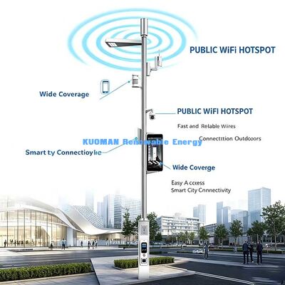 Tiang Pintar Multi-fungsi, Lampu Jalan Pintar dengan Stasiun Cuaca, AP WiFi & Pengisi Daya EV