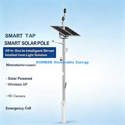 Solar Smart Pole 02, All-in-One Smart Street Light Dengan Kamera, WiFi, Stasiun Cuaca & Panggilan Darurat
