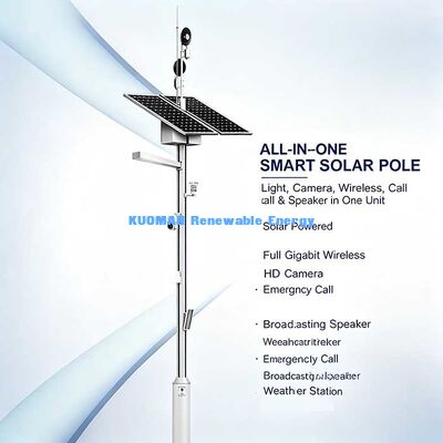 Multi-Sensor Solar Smart Pole, Pemantauan Cuaca, Speaker Broadcasting & Kamera Pengawasan HD