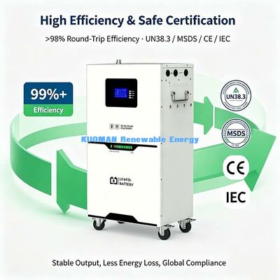 Baterai Penyimpanan Energi LiFePO4 5.12kWh Seluler, Layar LCD, Perlindungan BMS
