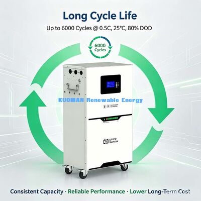 5.12kWh 51.2V LiFePO4 Power Storage Battery, Desain Kabinet Roda untuk Mudah Dipindahkan