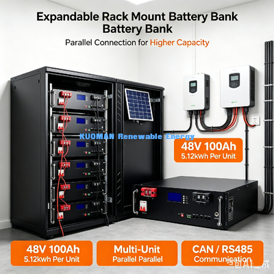 Baterai Lithium Iron Phosphate 3U Rack-Mount CAN RS485 Untuk Kabinet Inverter Surya Hibrida